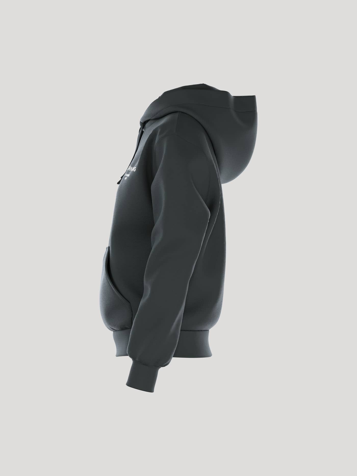 Side view of the women's Borg Essential 1 Hoodie in Urban Chic (Green), featuring a loose fit and soft fleece fabric. - Image 4