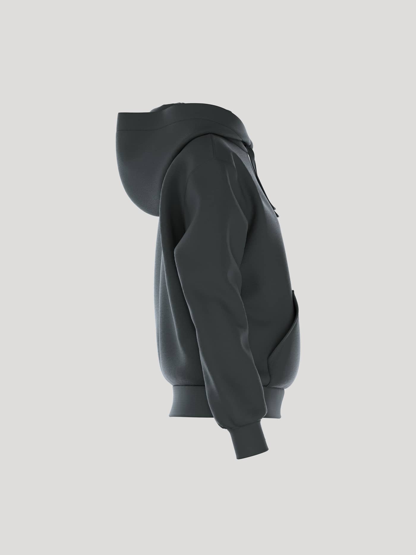 Side view of the women's Borg Essential 1 Hoodie in Urban Chic (Green), featuring a loose fit and soft fleece material. - Image 3
