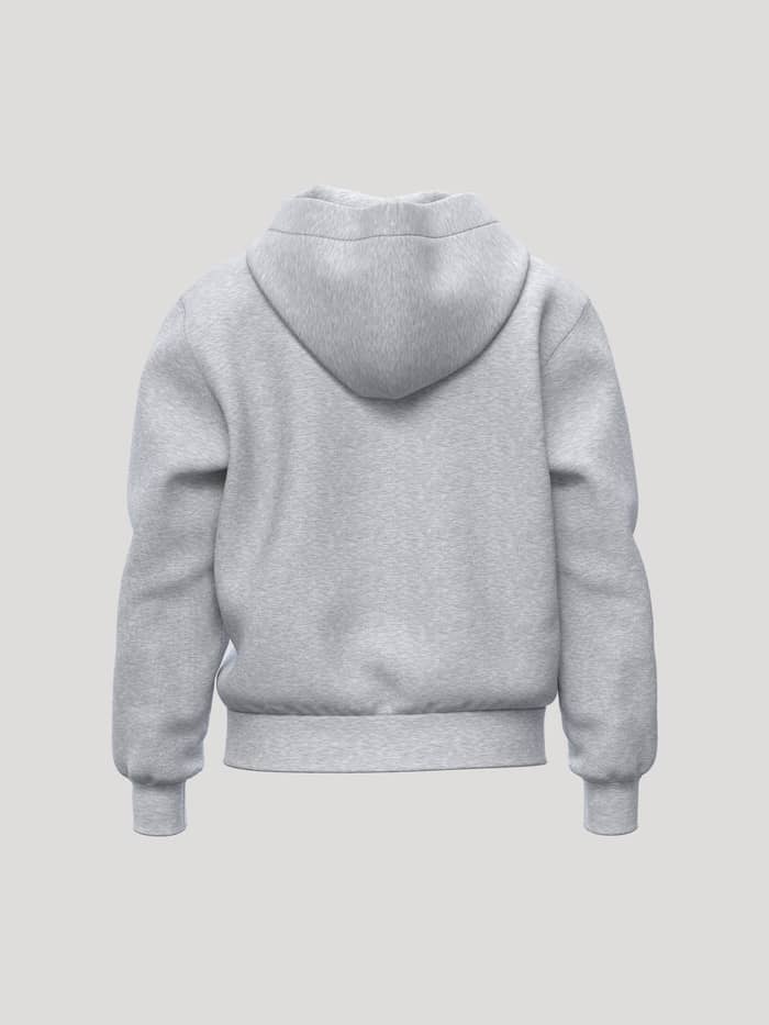 Achteraanzicht van de Borg Essential 1 Hoodie in Light Grey Melange (Grijs) met een losse pasvorm en zachte fleecestof. - Image 2
