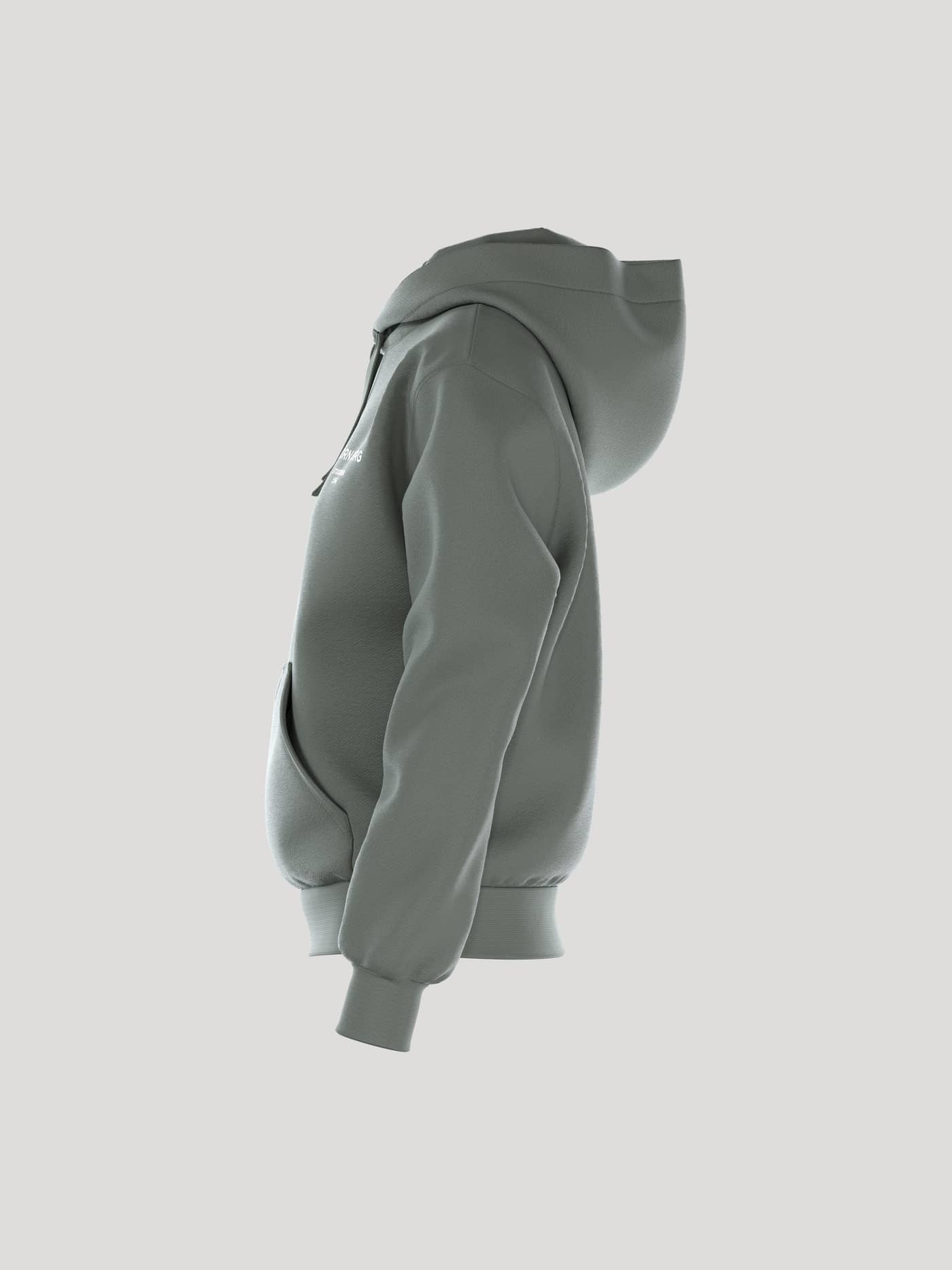 Zijaanzicht van de Borg Essential 1 Hoodie voor dames in Agave Green (Groen) met een stijlvolle losse pasvorm en wit logo. - Image 4