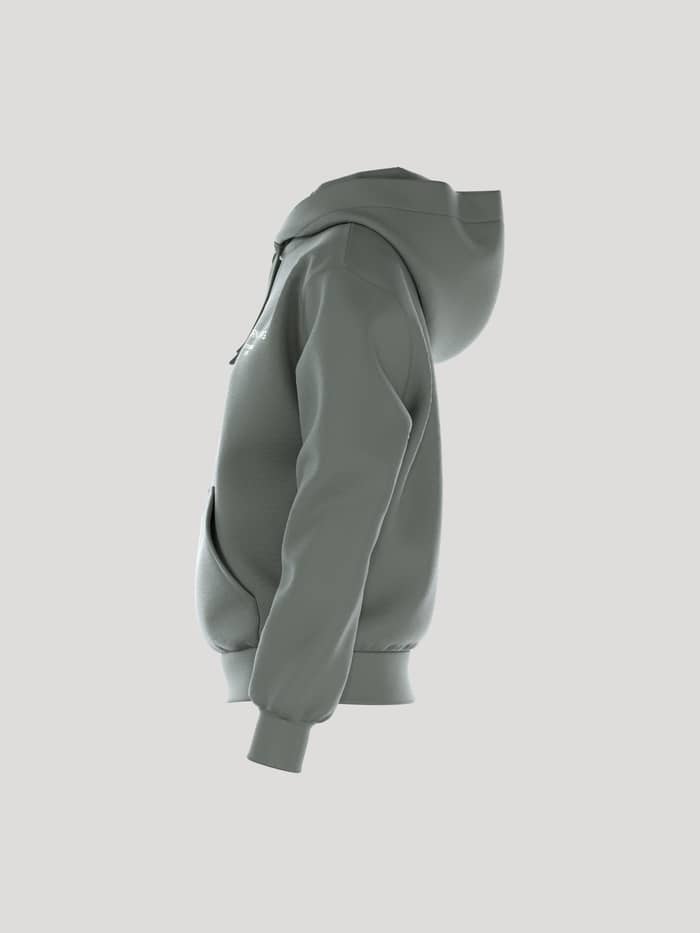 Borg Essential 1 Hoodie til kvinder i Agave Green (Grøn) set fra siden med en løs pasform, blød fleece og hvidt logo. - Image 4