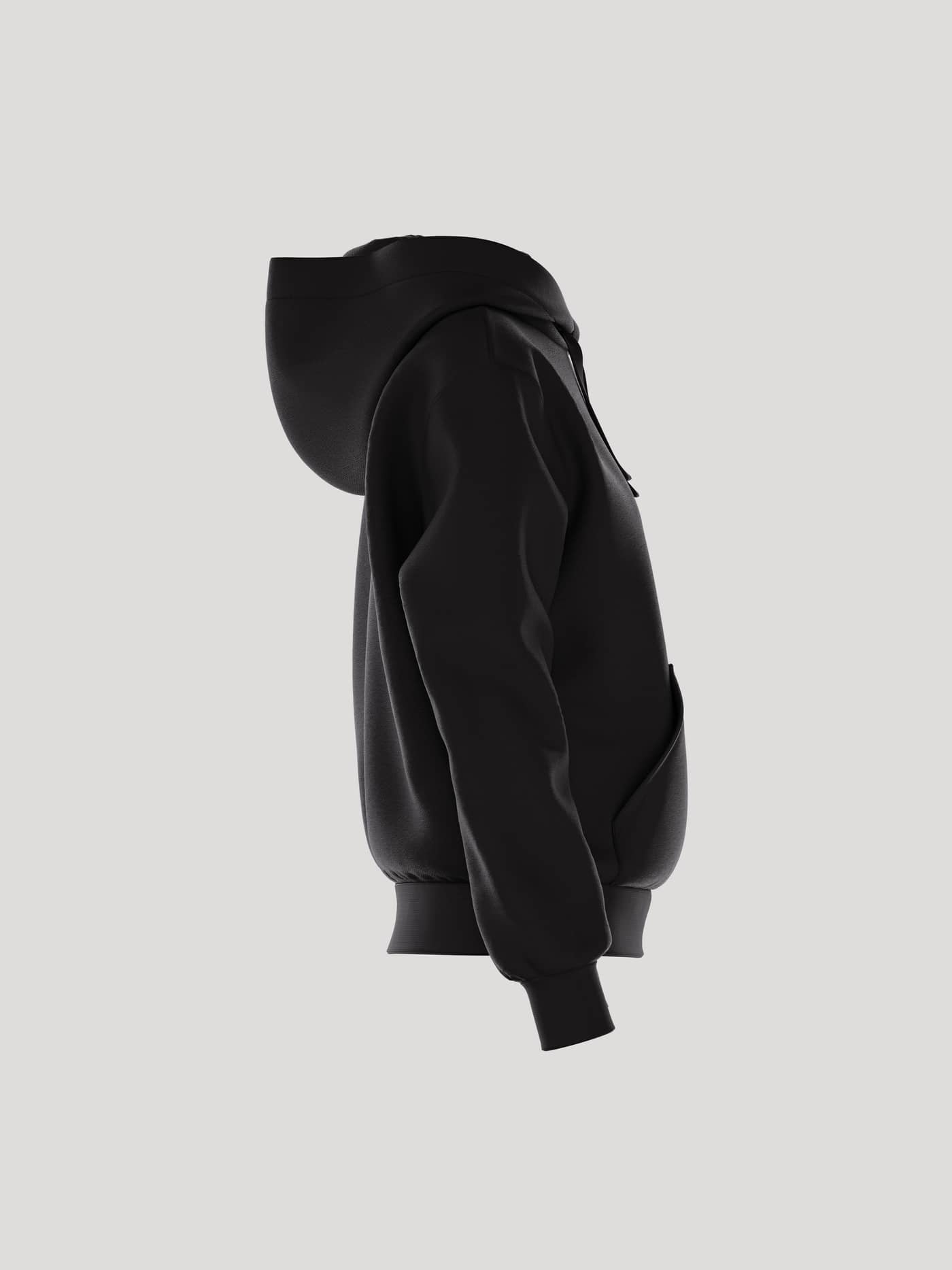 Zijaanzicht van de Borg Essential 1 Hoodie voor dames in Black Beauty (Zwart) met een stijlvolle, losse pasvorm. - Image 3
