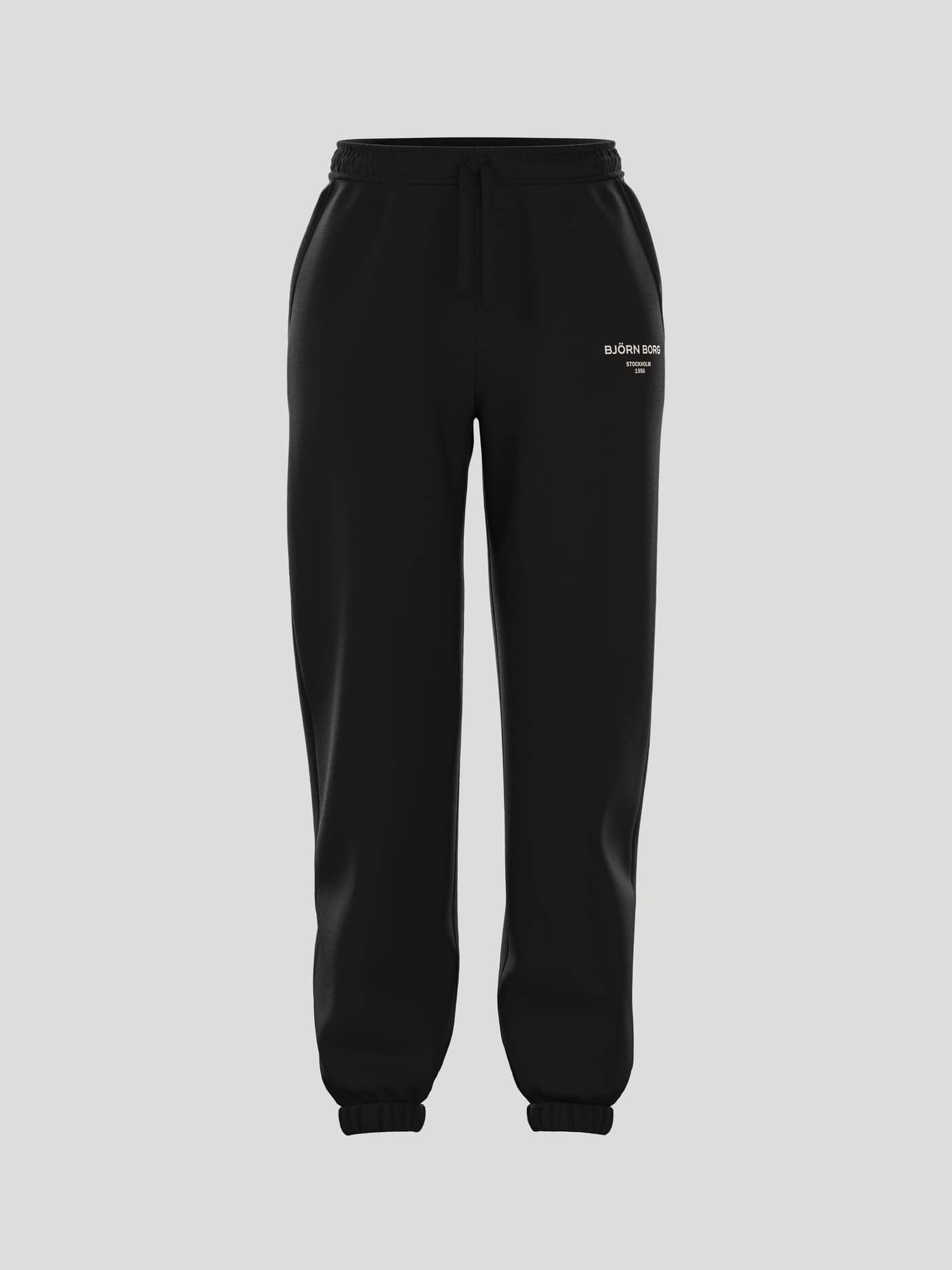 Front view of the women's Borg Essential 1 Sweatpants in black. - Image 1