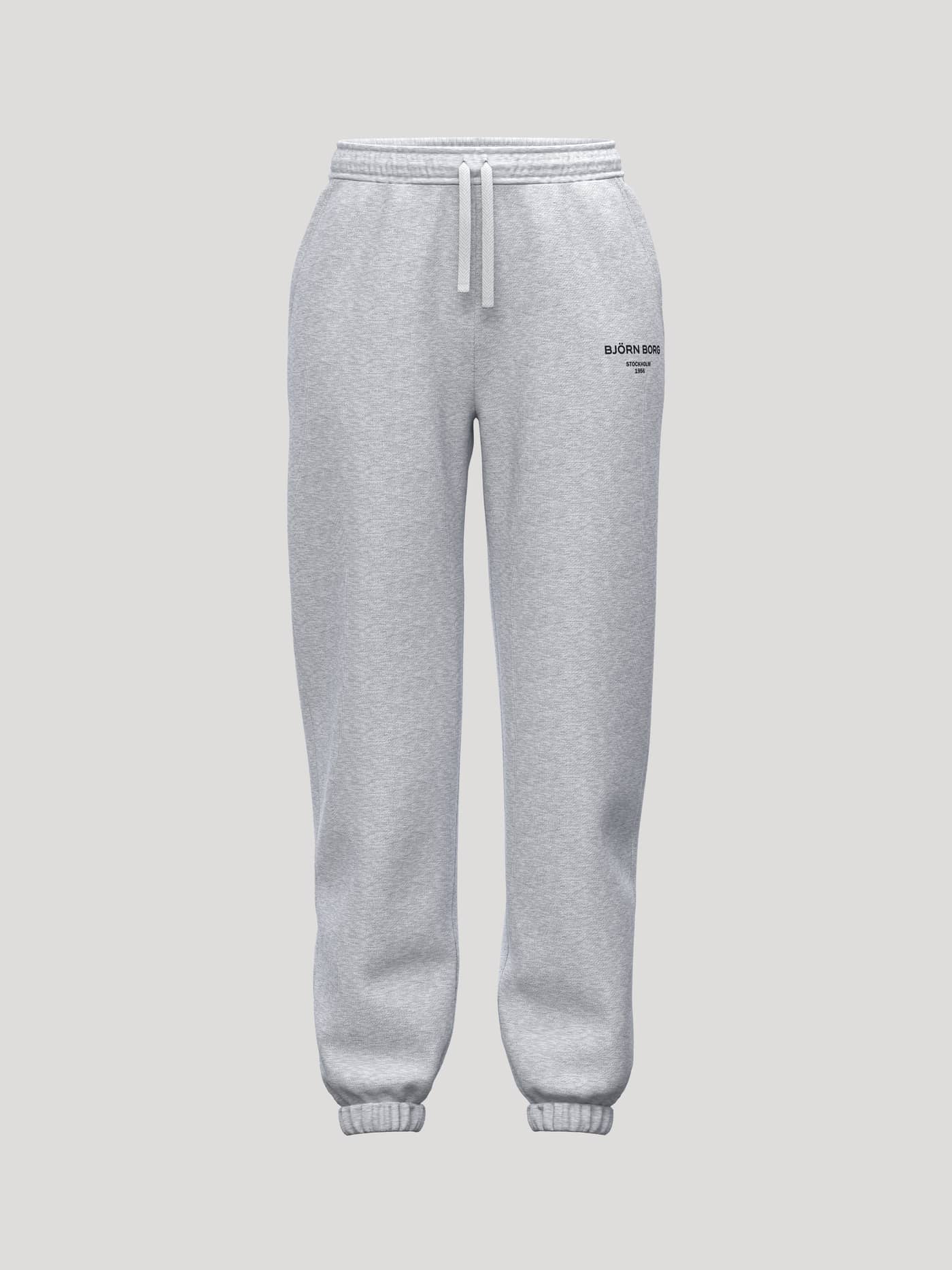 Borg Essential 1 Sweatpants in Light Grey Melange (Grau) mit weichem Fleece, verstellbarem Kordelzug und schwarzem Logo. - Image 1