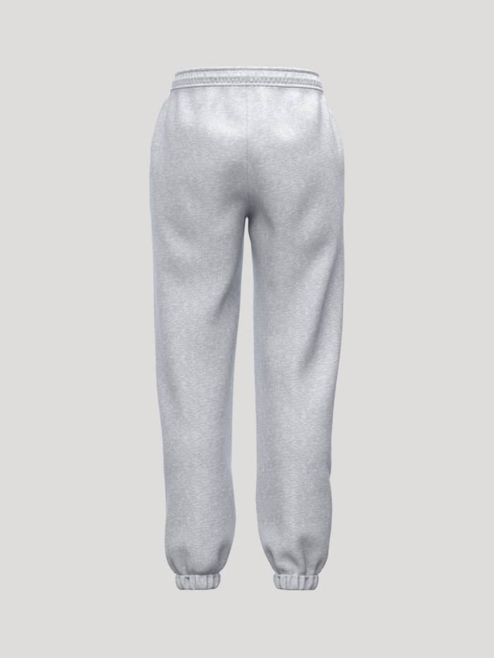 Achteraanzicht van de Borg Essential 1 Sweatpants in Light Grey Melange (Grijs) met een losse pasvorm en geribde boorden. - Image 2