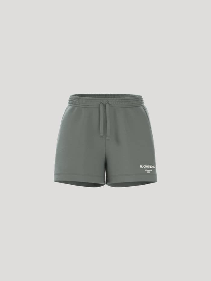 Borg Essential 1 Sweatshorts in Agave Green (Groen) met een losse pasvorm en wit logodetail, in vooraanzicht.
