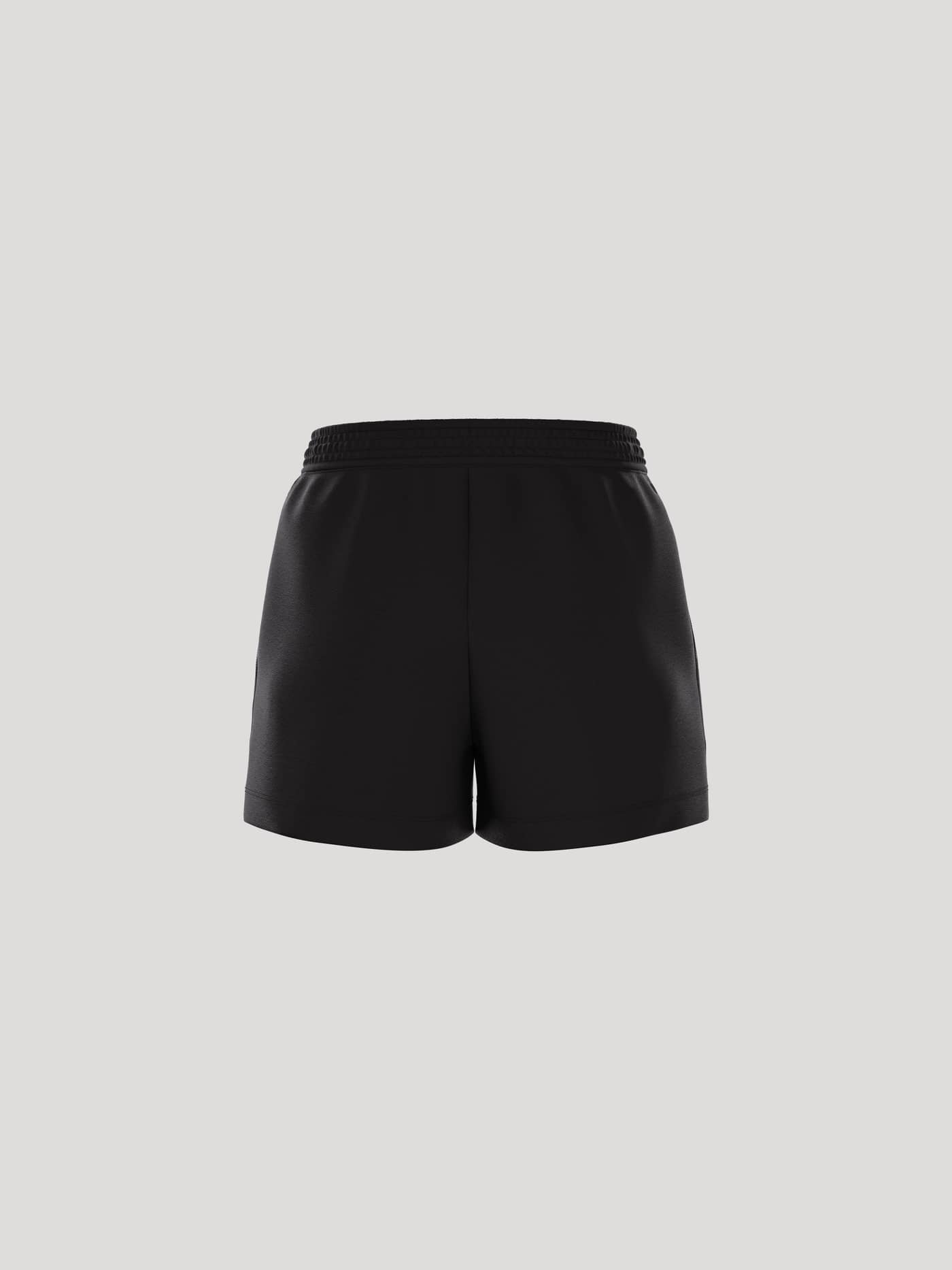 Back view of the women's Borg Essential 1 Sweatshorts in Black Beauty (Black) with a loose fit and soft brushed fleece. - Image 3
