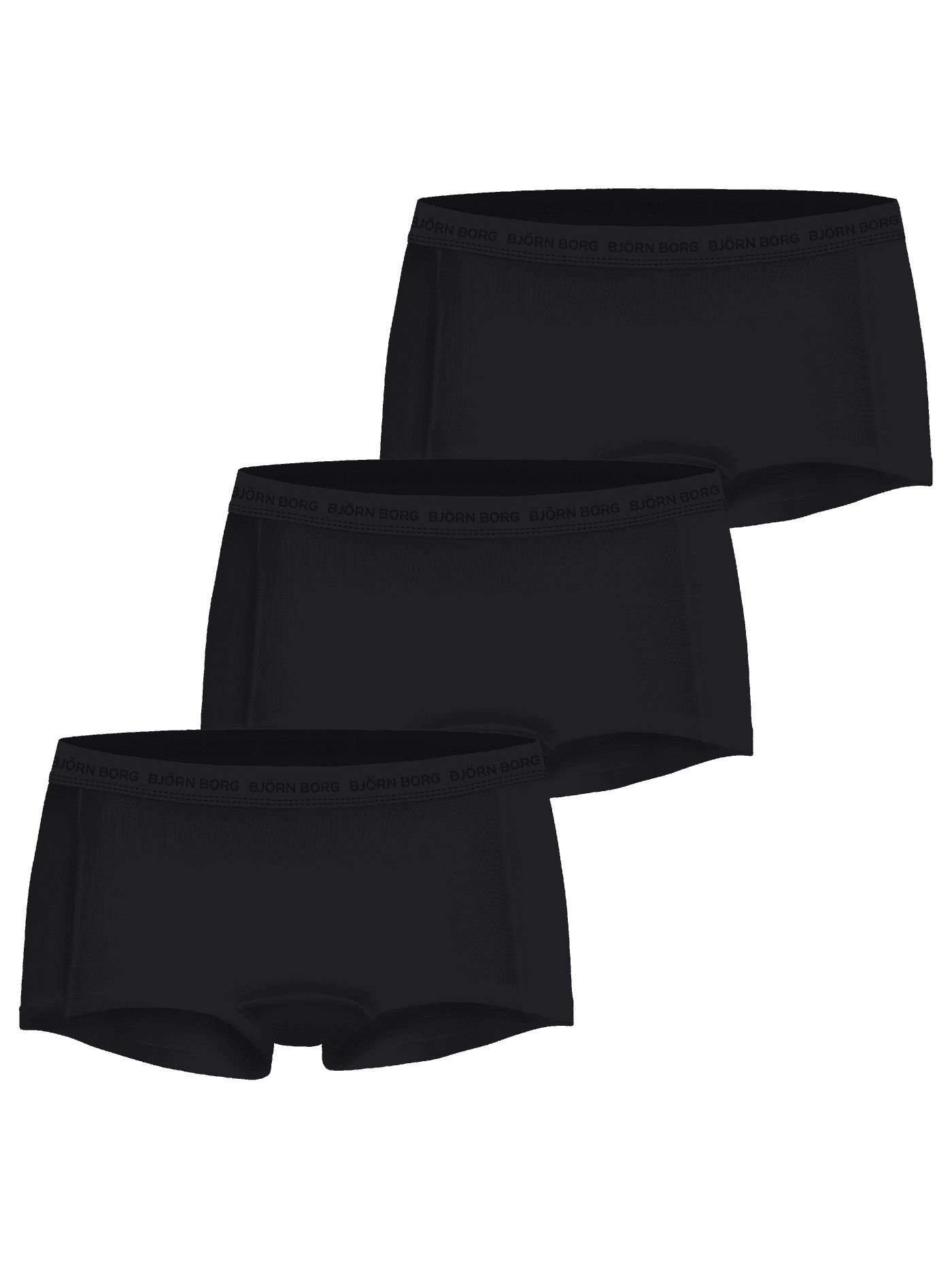 Front view of the Everyday Cotton Boxer Shorts 3-pack in Black featuring a soft stretch fit and branded waistbands. - Image 1