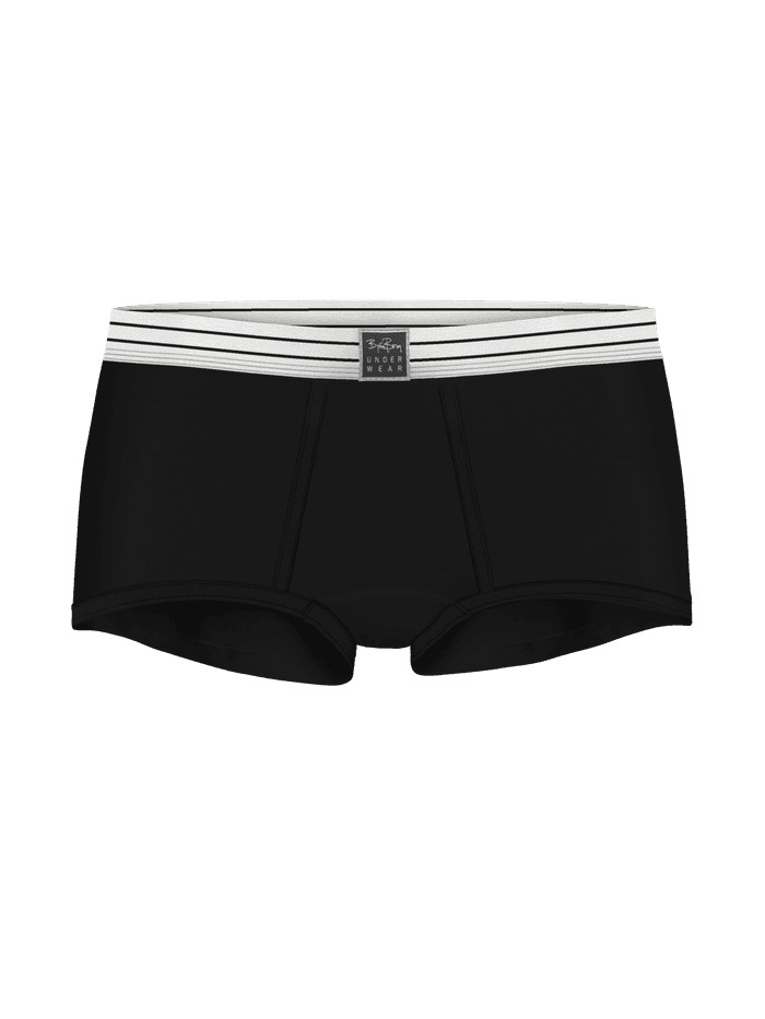 Vorderansicht der schwarzen Björn Borg Original Boxer Shorts 2-pack aus Bio-Baumwoll-Stretch mit Heritage-Logo-Bund. - Image 2