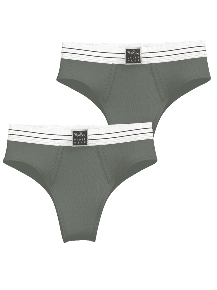 Original Highwaist Briefs 2-pack i grön bomullsstretch för dam med hög midja och vitt elastiskt midjeband med logotyp.