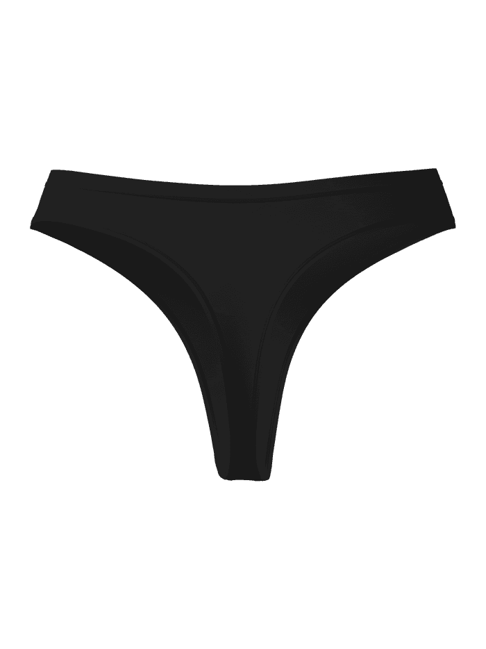 Soft Touch Thongs i Sort til kvinder set forfra i silkeblødt TENCEL™ Lyocell med en behagelig pasform. - Image 2