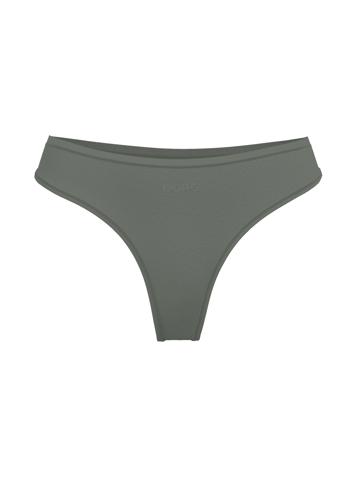 Front view of the Björn Borg Soft Touch Thongs in Green, featuring a regular fit, tonal logo, and soft TENCEL™ Lyocell. - Image 1