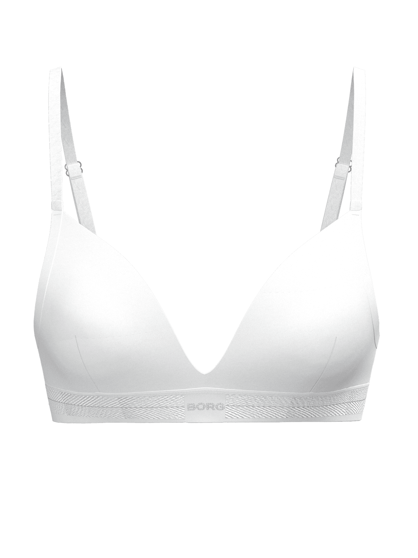 Front view of Björn Borg Soft Touch Bra in Brilliant White (White), with silky TENCEL™ Lyocell and tonal logo for sleek fit. - Image 2