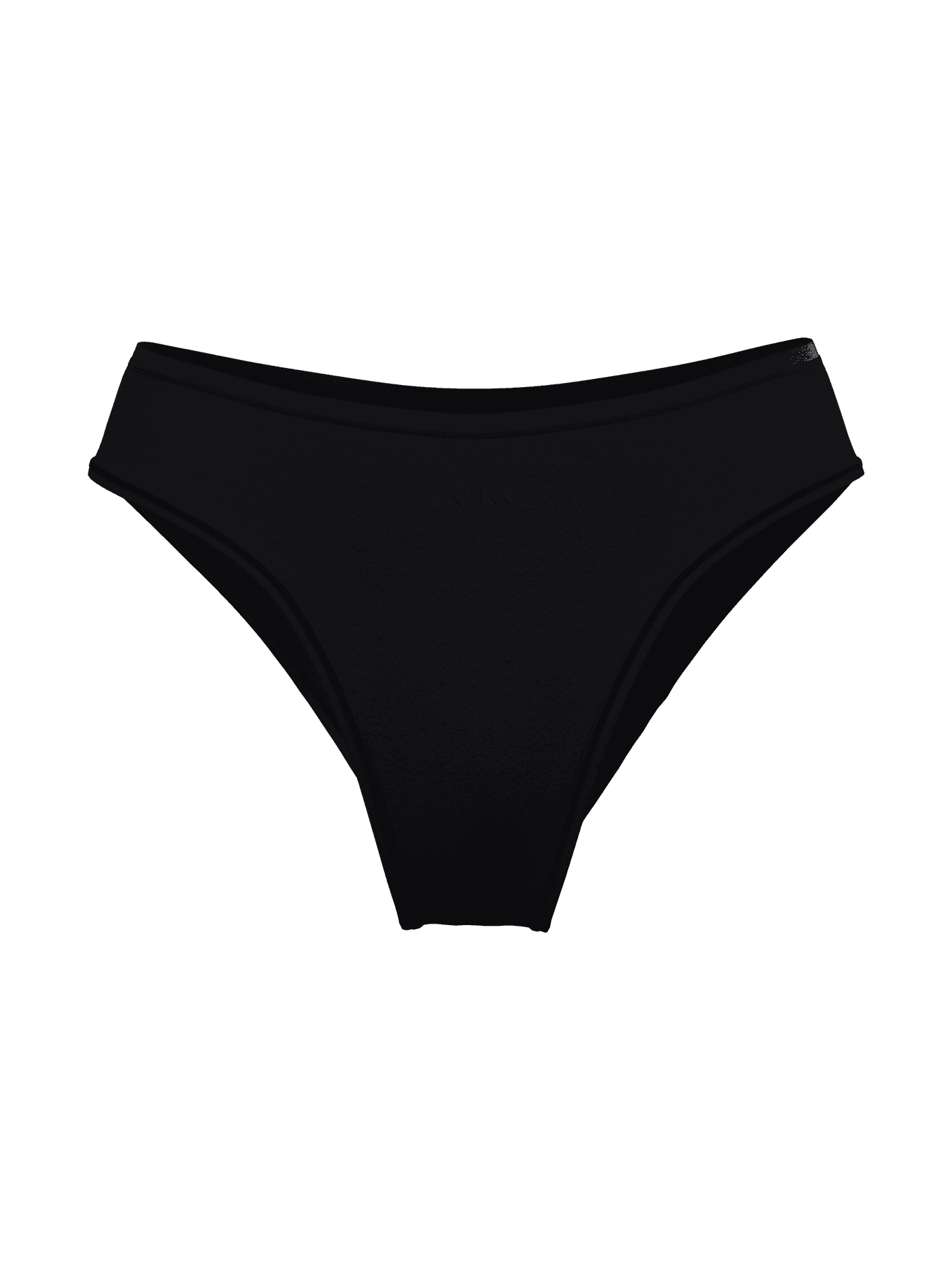 Vooraanzicht van de zwarte Soft Touch Cheeky Briefs van zacht TENCEL™ Lyocell met een ton-sur-ton logo op de heup. - Image 2