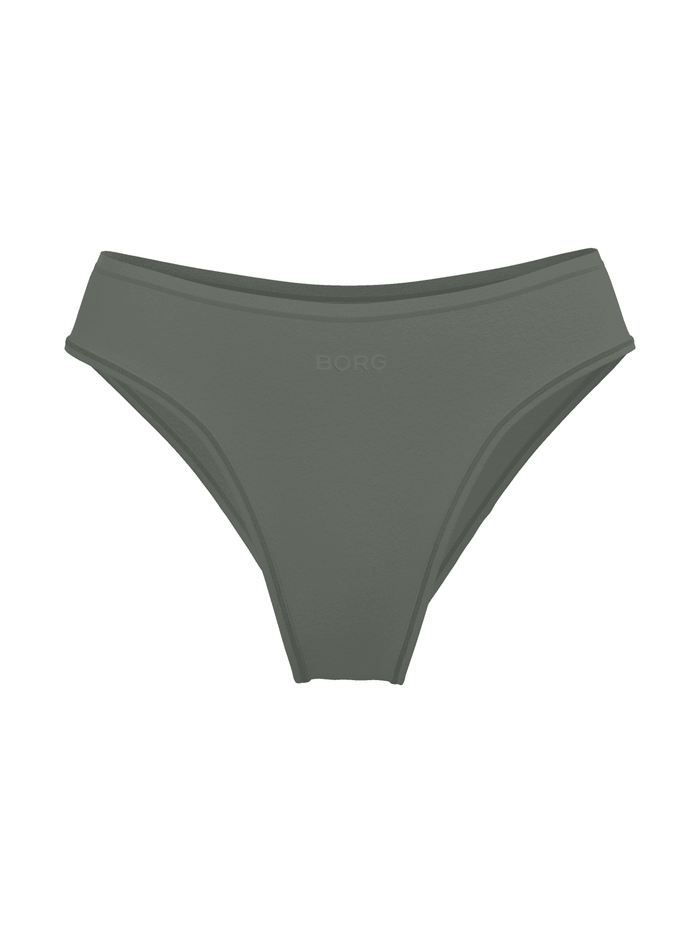 Front view of the green Soft Touch Cheeky Briefs in soft TENCEL™ Lyocell featuring a tonal logo and mid-rise fit. - Image 1