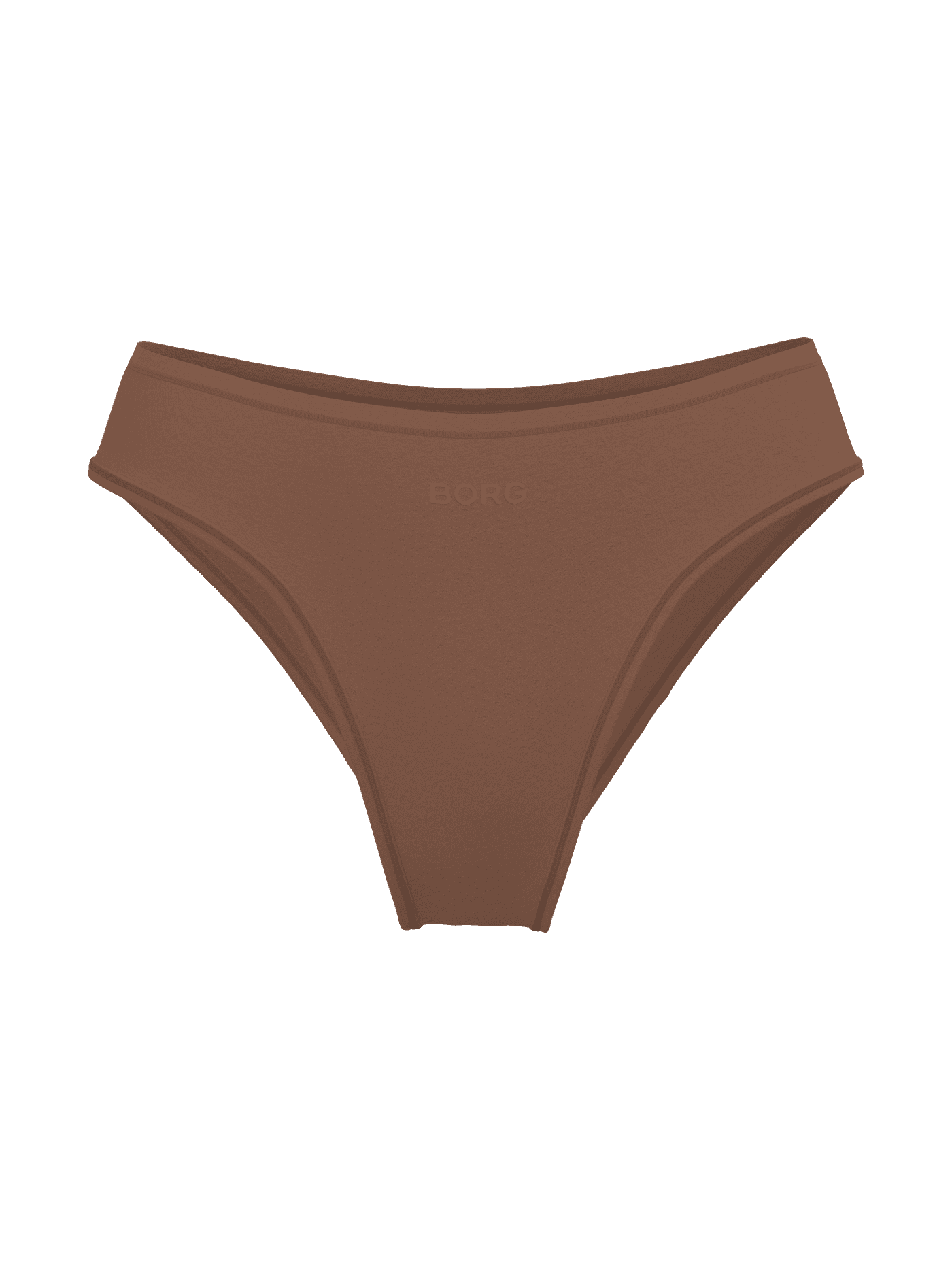 Soft Touch Cheeky Briefs in Bruin van zijdezacht TENCEL™ Lyocell met middelhoge taille en ton-sur-ton logo, vooraanzicht. - Image 2