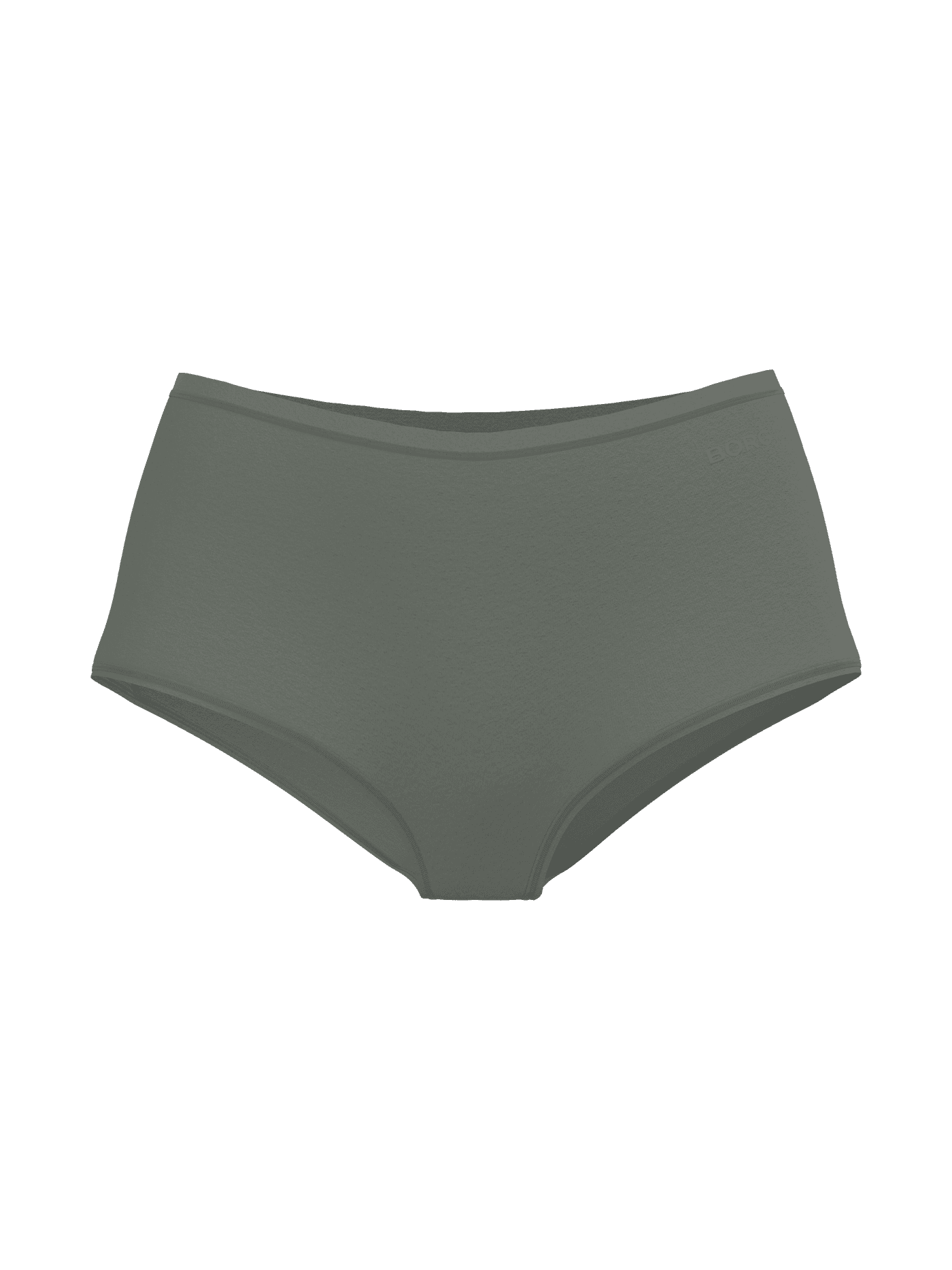 Front view of the Björn Borg Soft Touch Highwaist Briefs in Green, featuring a high-waisted fit and tonal logo. - Image 1