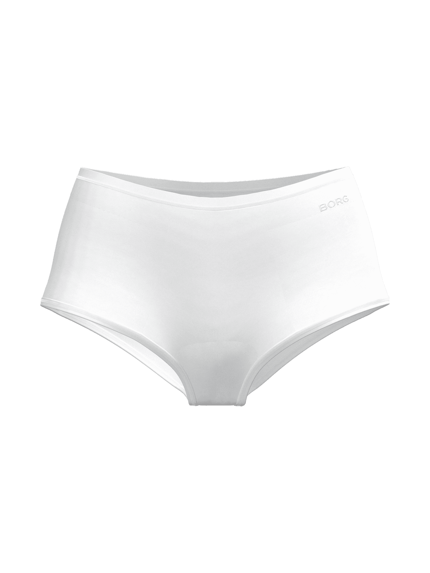 White Soft Touch Highwaist Briefs for women, made from soft TENCEL Lyocell with a high waist and tonal hip logo. - Image 1