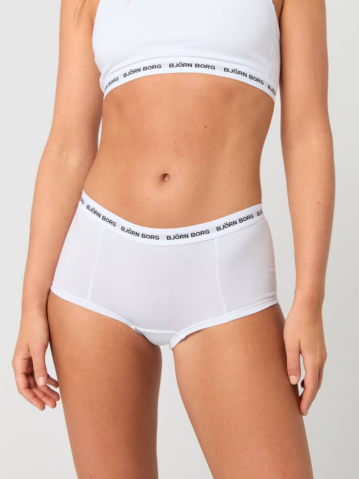 Vorderansicht der weißen Logo Boxer Shorts 3-pack aus Baumwoll-Stretch mit schwarzem Logo-Bund und bequemer Passform. - Image 2