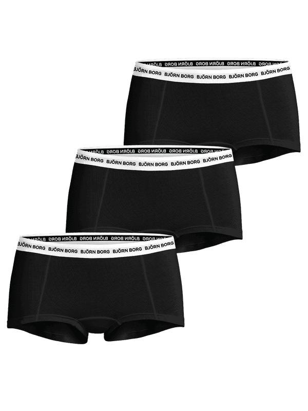 Logo Boxer Shorts 3-pack in Schwarz für Damen mit schwarzem Logo auf weißem elastischem Bund für eine weiche Passform.