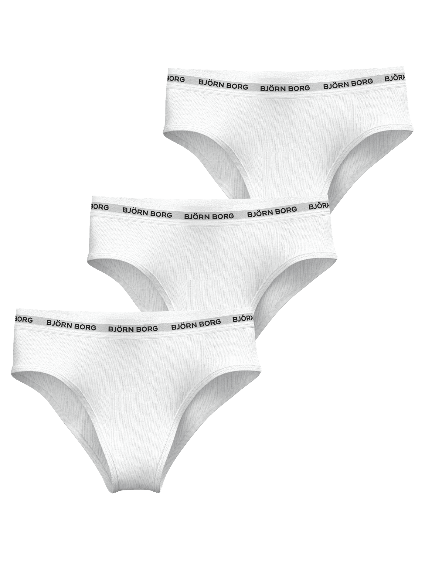 Logo Highwaist Briefs 3-pack in wit van zachte katoenen stretch met een flatterende hoge taille en tailleband met zwart logo. - Image 6
