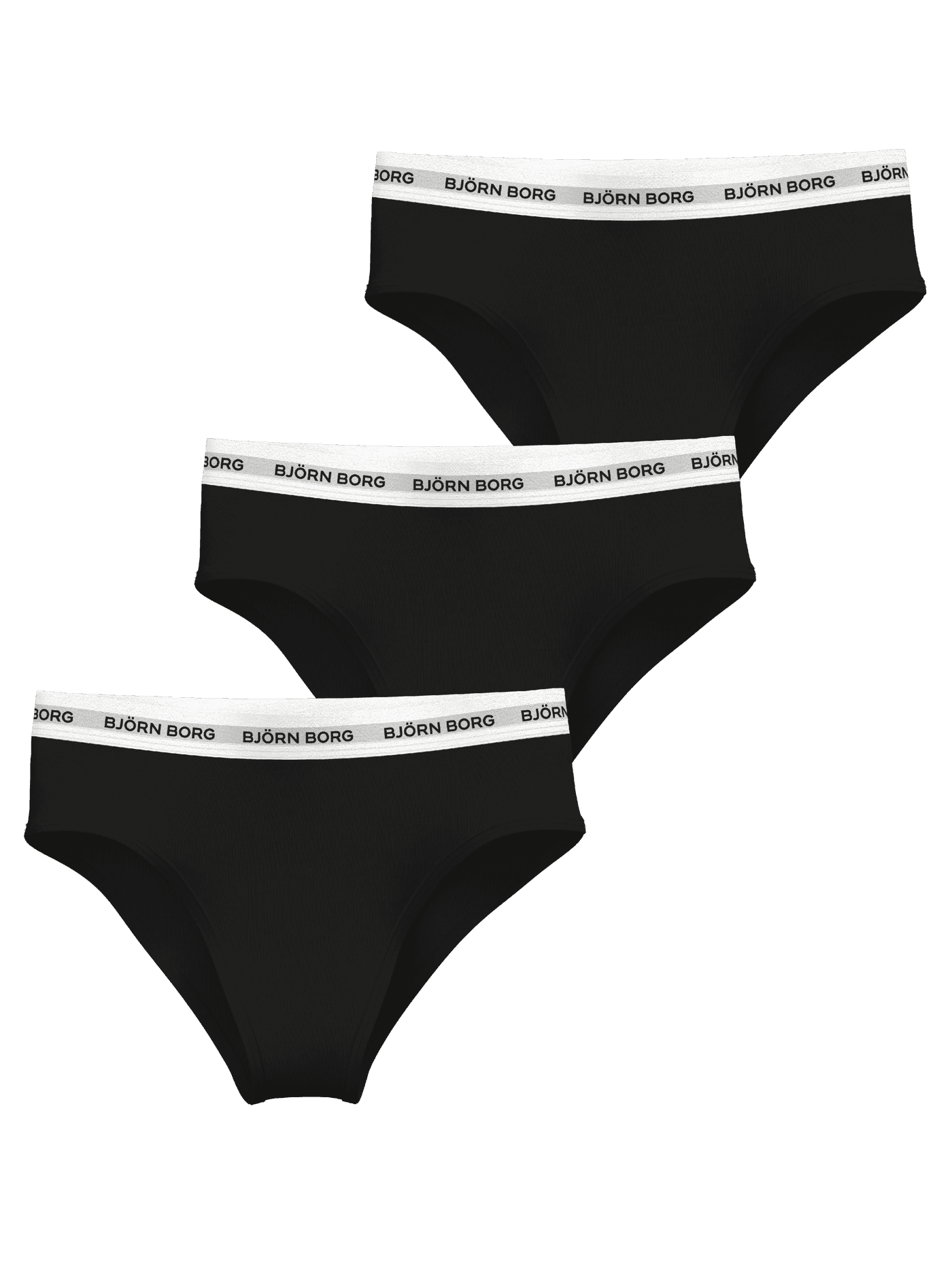 Logo Highwaist Briefs 3-pack i svart bomullsstretch med hög midja och elastisk linning med svart logotyp. - Image 3