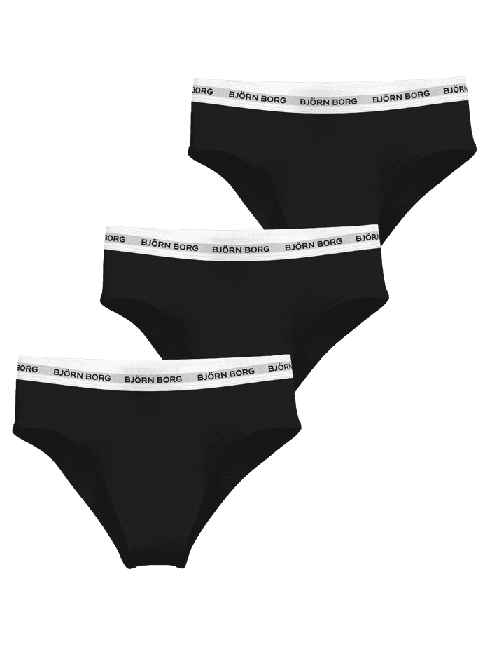 Logo Highwaist Briefs 3-pack noir en coton extensible avec taille haute et ceinture élastique à logo noir. - Image 3