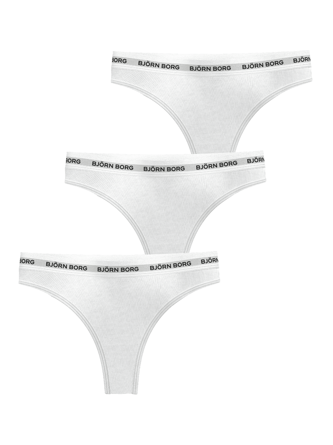 Logo Thongs 3-pack in Wit voor dames van zachte katoenen stretch met een dunne elastische tailleband met zwart logo. - Image 3