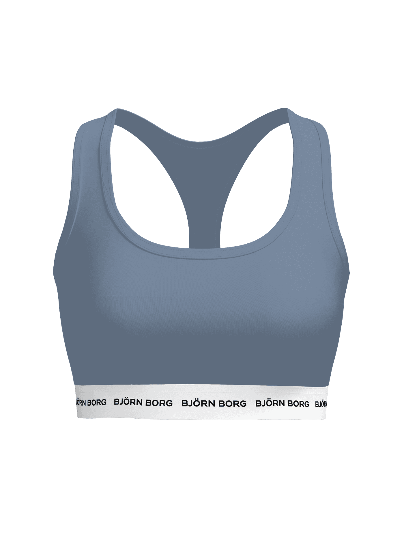 Blue Björn Borg Logo Soft Top for women featuring a racerback design and a signature branded elastic waistband. - Image 1