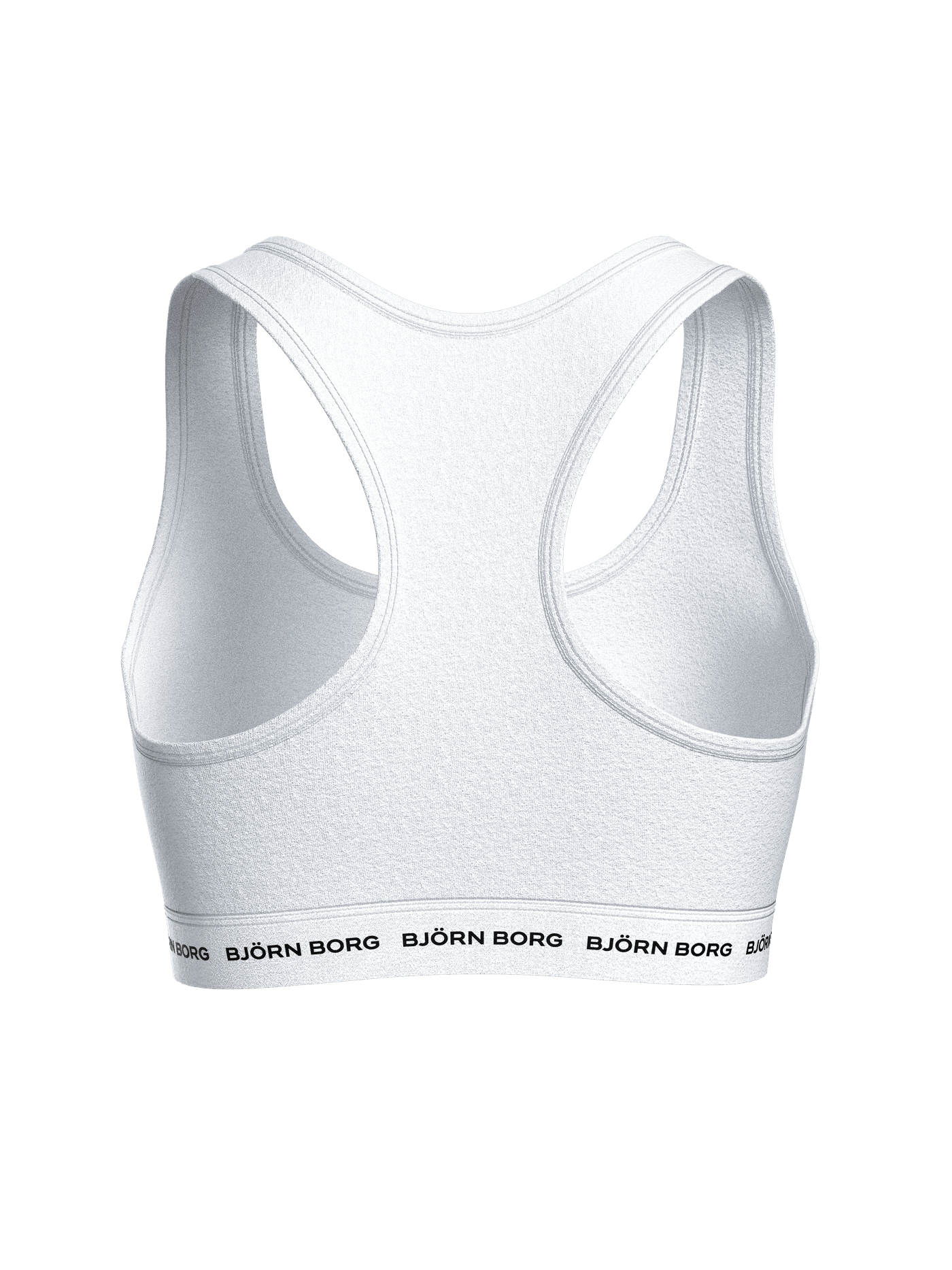 Vue arrière du Logo Soft Top Blanc avec dos nageur et élastique doux orné d'un logo noir. - Image 9