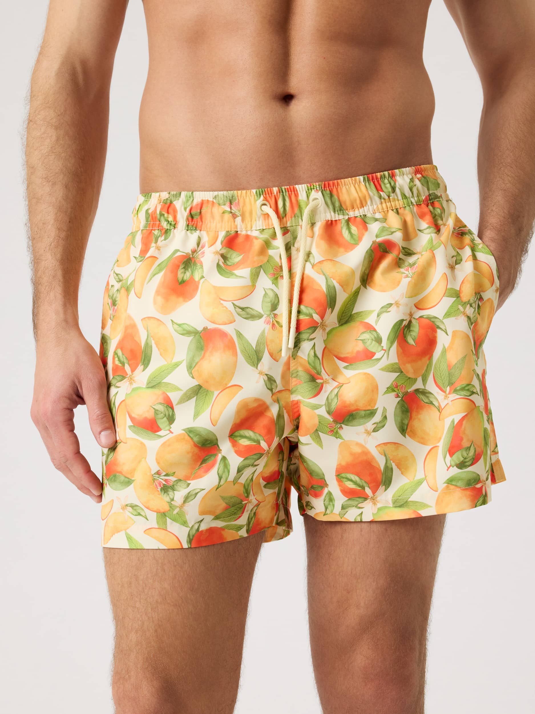 Borg Print Swim Shorts - Men - Summer Peach 1 | Björn Borg