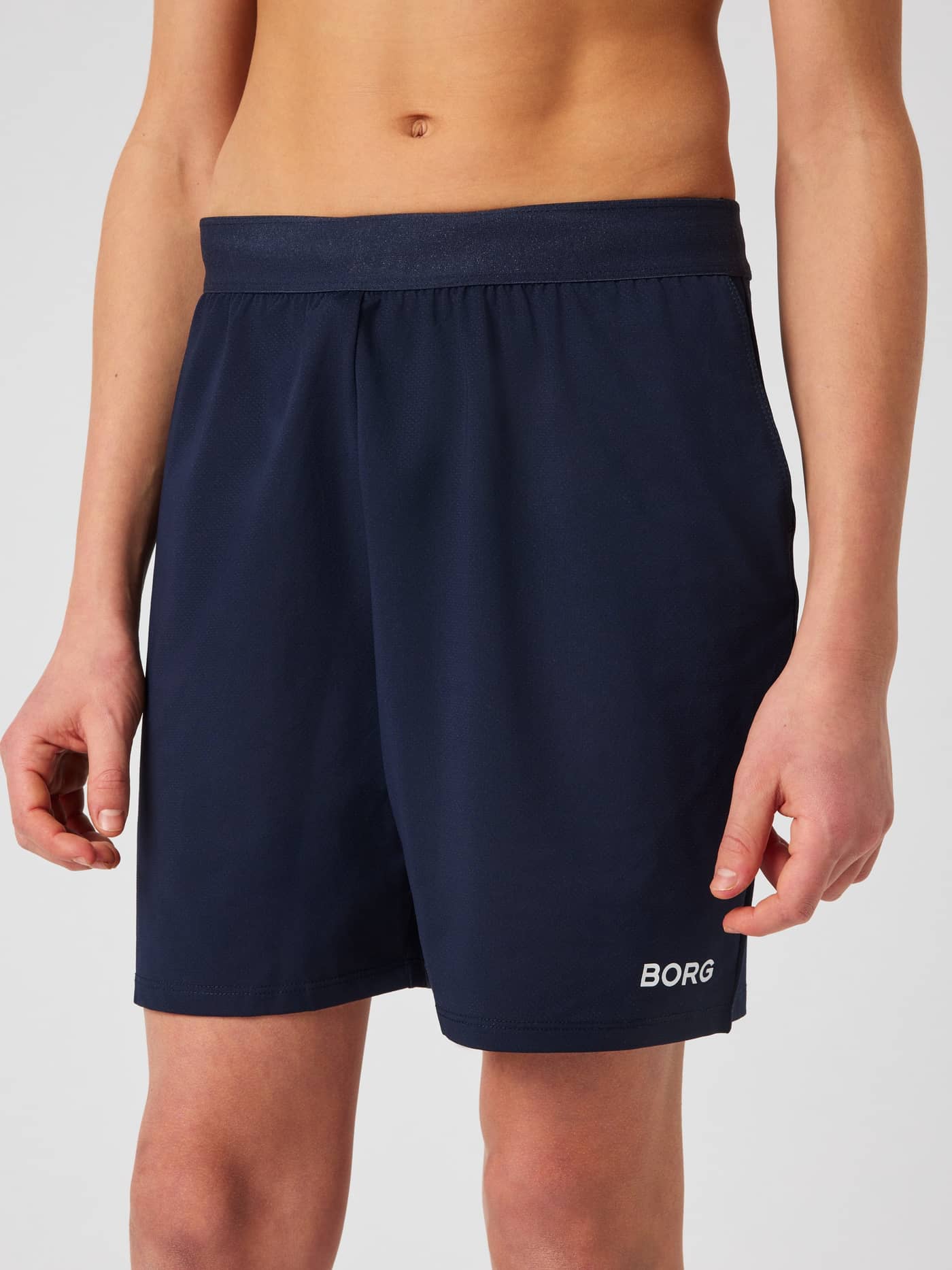 Borg Soft Shorts til børn i Night Sky (Marineblå) set forfra i blødt stretch-materiale til træning. - Image 2