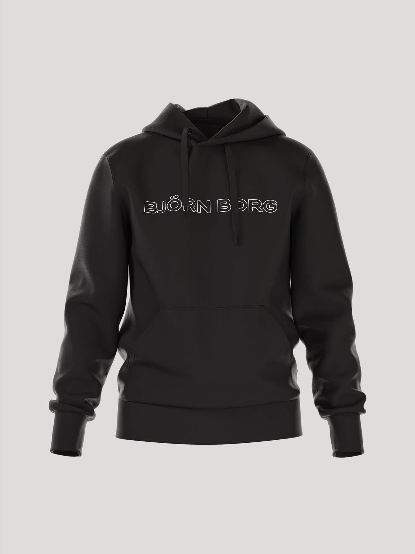 Vorderansicht des Borg Essential 3 Hoodie in Black Beauty (Schwarz) mit weißem Logo auf der Brust. - Image 2