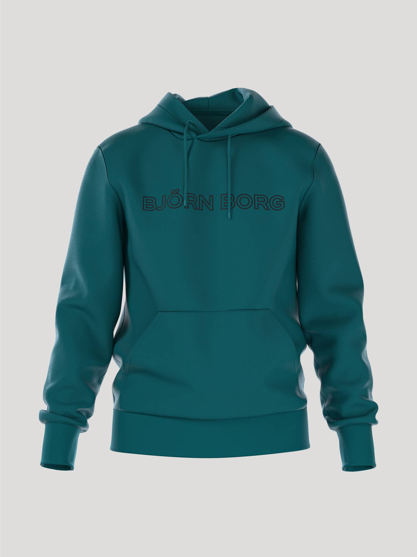 Vista frontal de la Borg Essential 3 Hoodie en Shaded Spruce (Azul) para hombre con logo en el pecho y ajuste regular. - Image 1