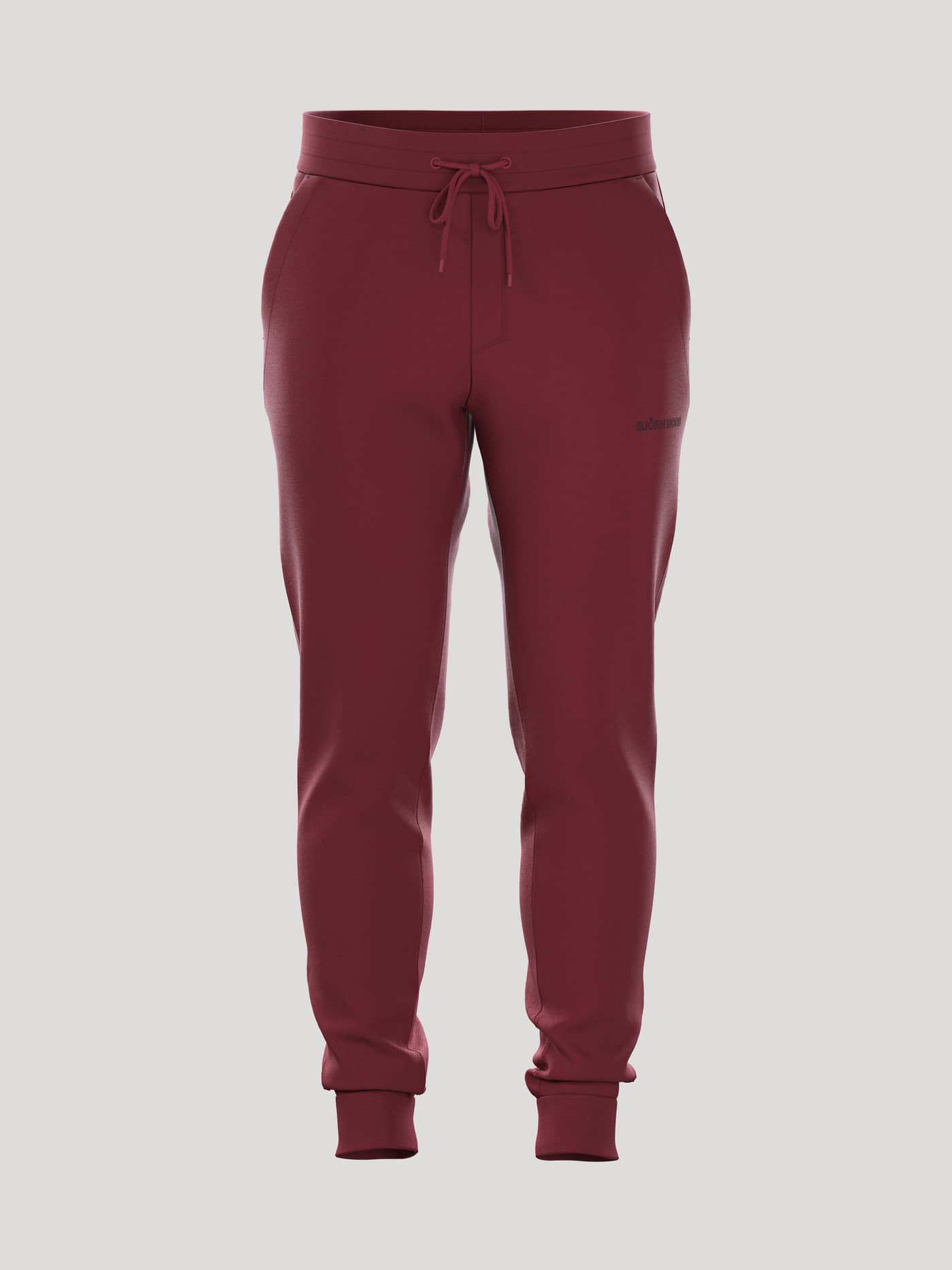 Borg Essential 3 Sweatpants för herr i Pomegranate (Röd) sedda framifrån i mjuk bomull med svart logotyptryck. - Image 1
