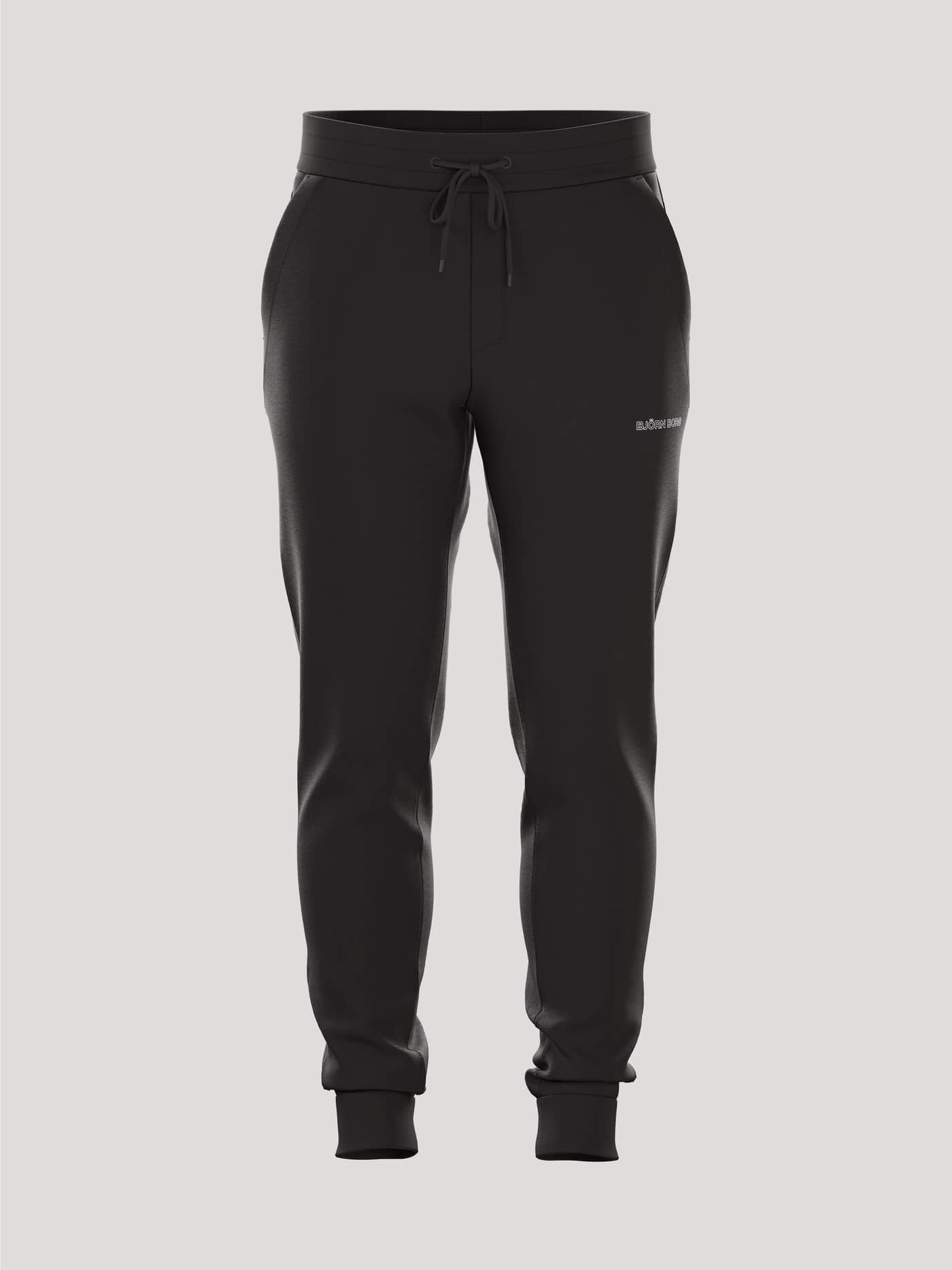 Front view of the men's Borg Essential Sweatpants in black. - Image 1