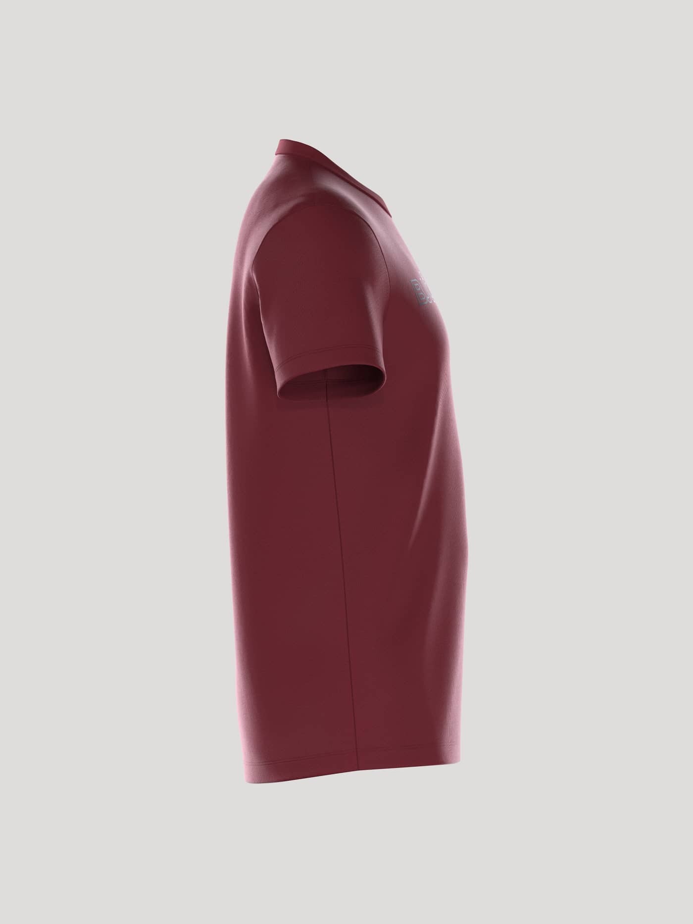 Seitenansicht des Borg Essential 3 T-Shirt in Pomegranate (Rot) aus 100 % Baumwolle mit normaler Passform. - Image 2
