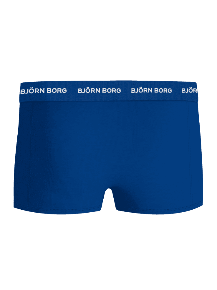 Cotton Stretch Trunks 3-pack i blå set bagfra i blød bomuldsstretch med hvidt logo på linningen i mikrofiber. - Image 3