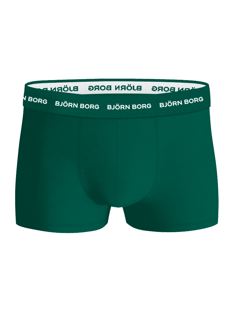 Cotton Stretch Trunks 3-pack til herre i grøn bomuldsstretch set forfra med hvidt logo på linningen. - Image 4