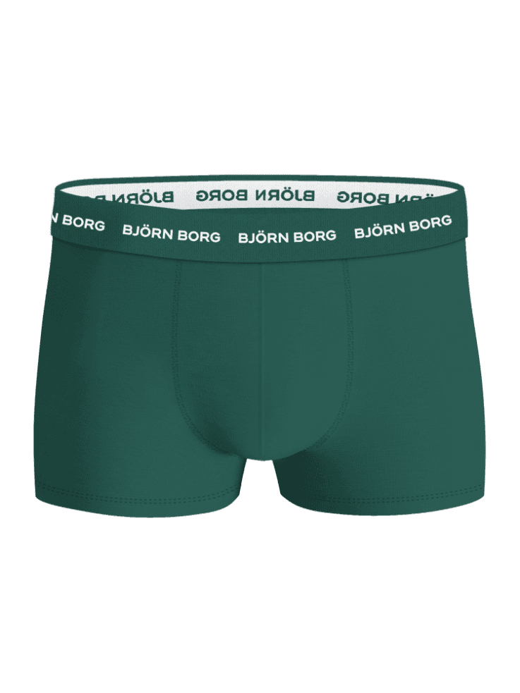 Cotton Stretch Trunks 3-pack i grøn set forfra i blødt bomuldsstretch med hvidt logo på elastikken. - Image 5