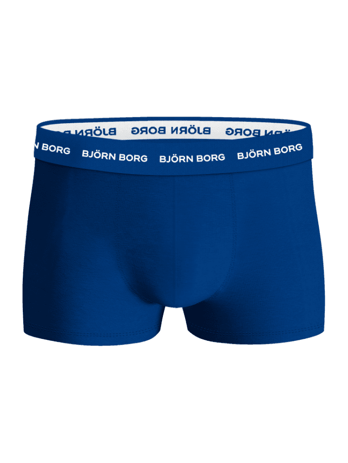 Cotton Stretch Trunks 3-pack i blå set forfra med hvid logolinning og blødt bomuldsstretch. - Image 2