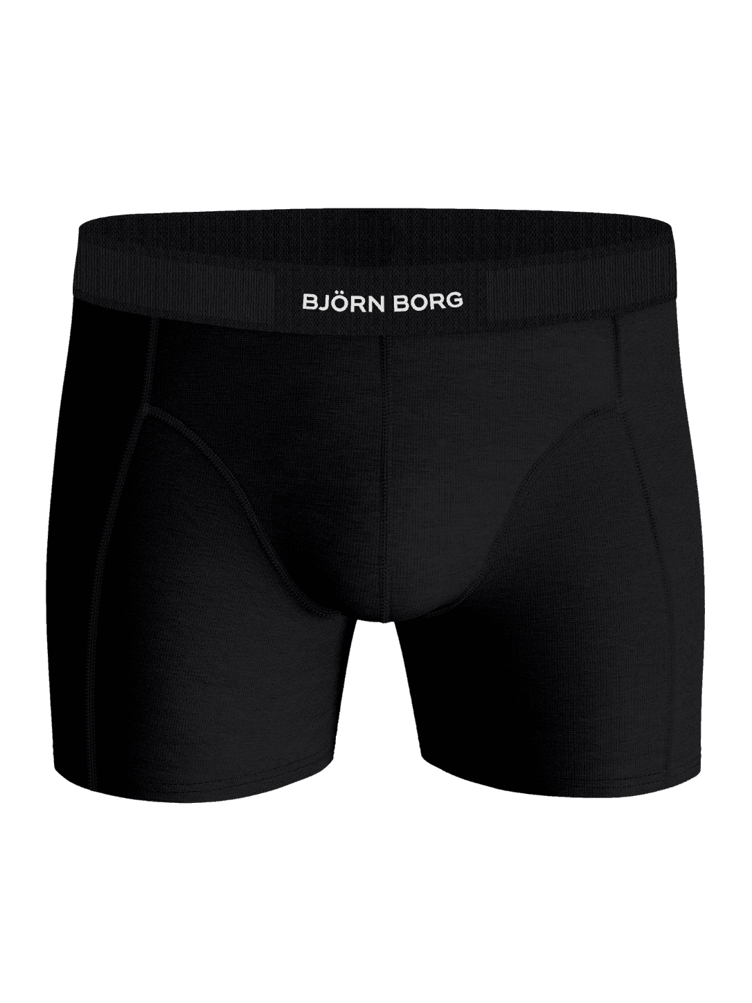 Front view of black Organic Cotton Stretch Boxers 3-pack, featuring soft cotton stretch boxer briefs with a white logo. - Image 2