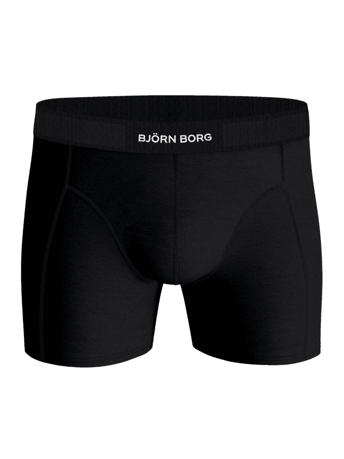 Vue de face du Organic Cotton Stretch Boxers 3-pack noir en coton biologique extensible avec logo blanc. - Image 2
