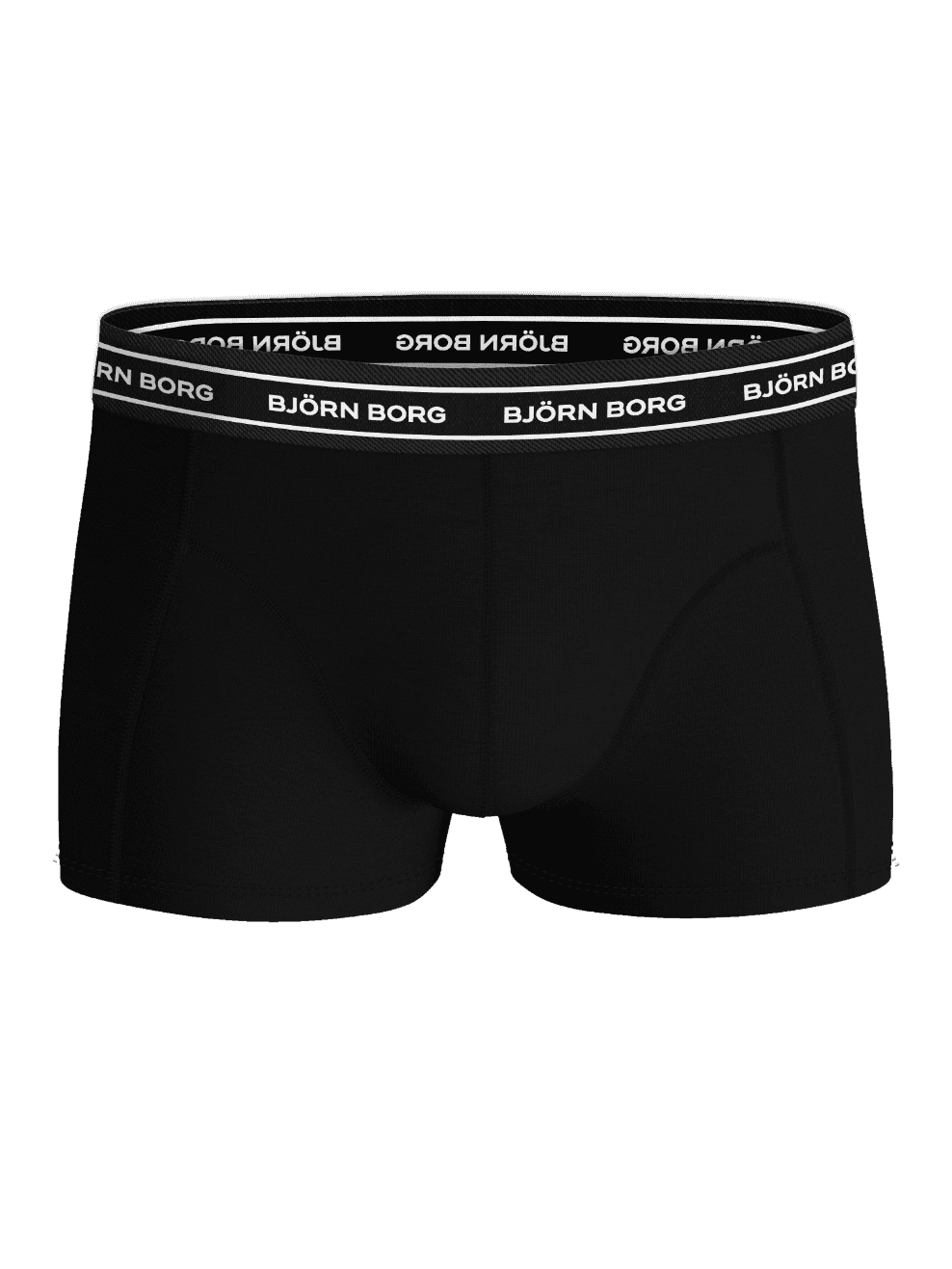 Front view of the black Björn Borg Organic Cotton Stretch Trunks 3-pack for men, with a soft microfibre logo waistband. - Image 4