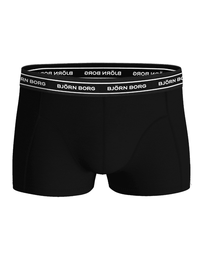 Vue de face du shorty noir Björn Borg Organic Cotton Stretch Trunks 3-pack avec ceinture en microfibre à logo. - Image 4
