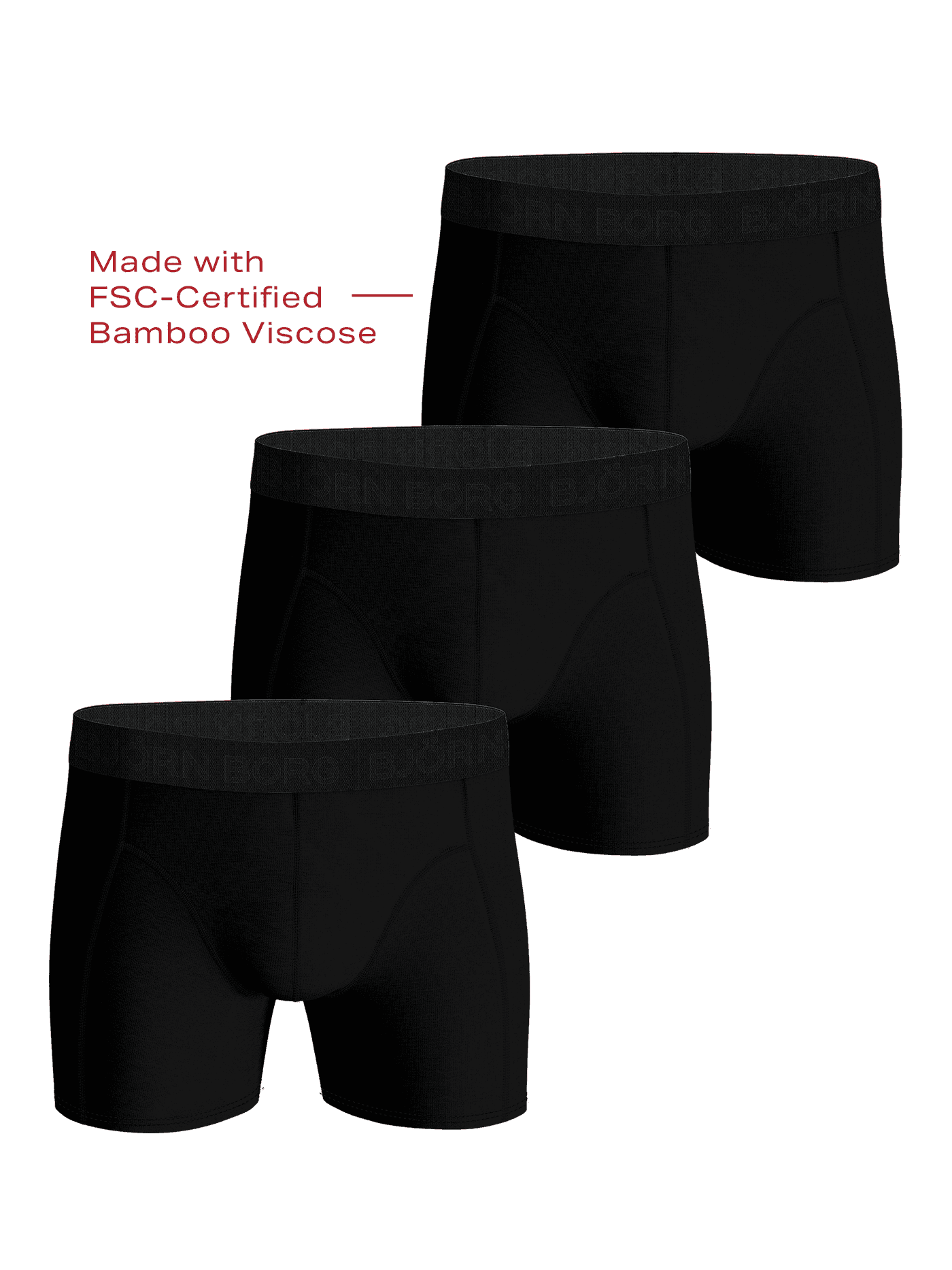 Black Bamboo Cotton Blend Boxers 3-pack boxer briefs crafted from soft bamboo viscose with a black logo waistband. - Image 1