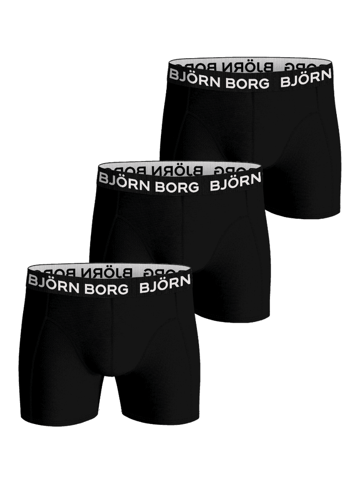 Svarta Bamboo Cotton Blend Boxers 3-pack sedda framifrån med mjuka logoresårer i mikrofiber.