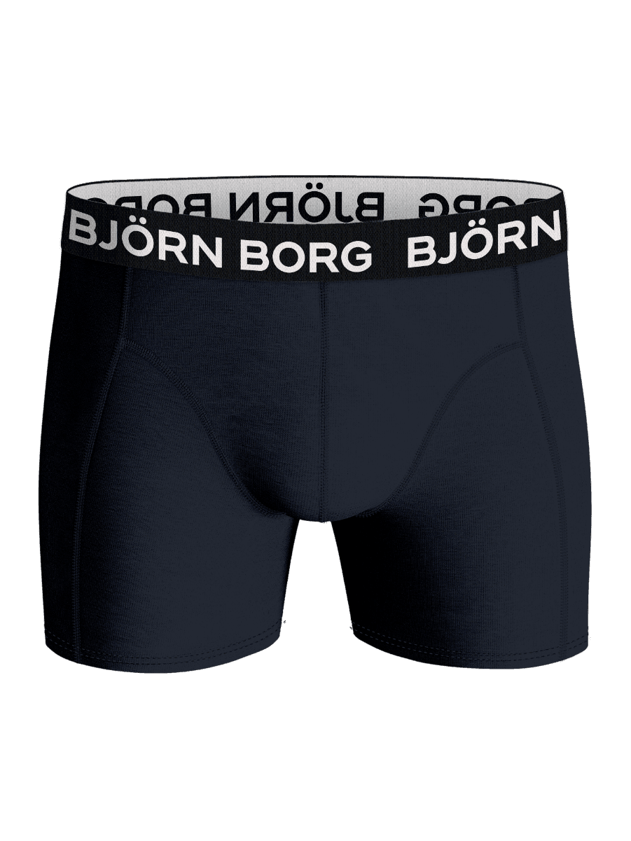Bamboo Cotton Blend Boxers 2-pack in Navy with a black microfibre waistband and a white Björn Borg logo. - Image 2