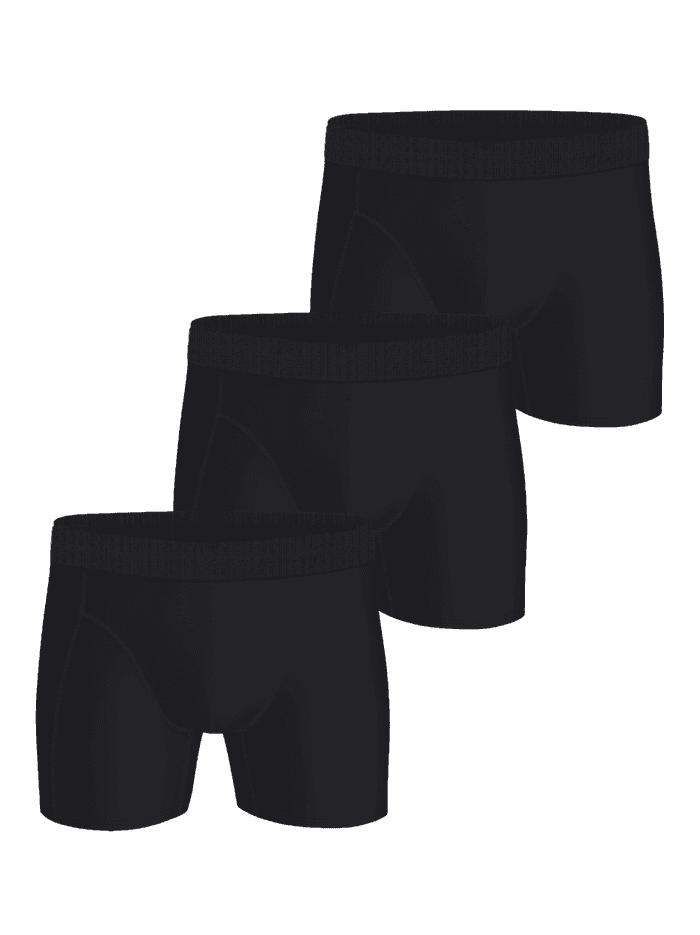 Three black Björn Borg Microfiber Boxers 3-pack boxer briefs with a sleek logo waistband and soft microfibre quality.