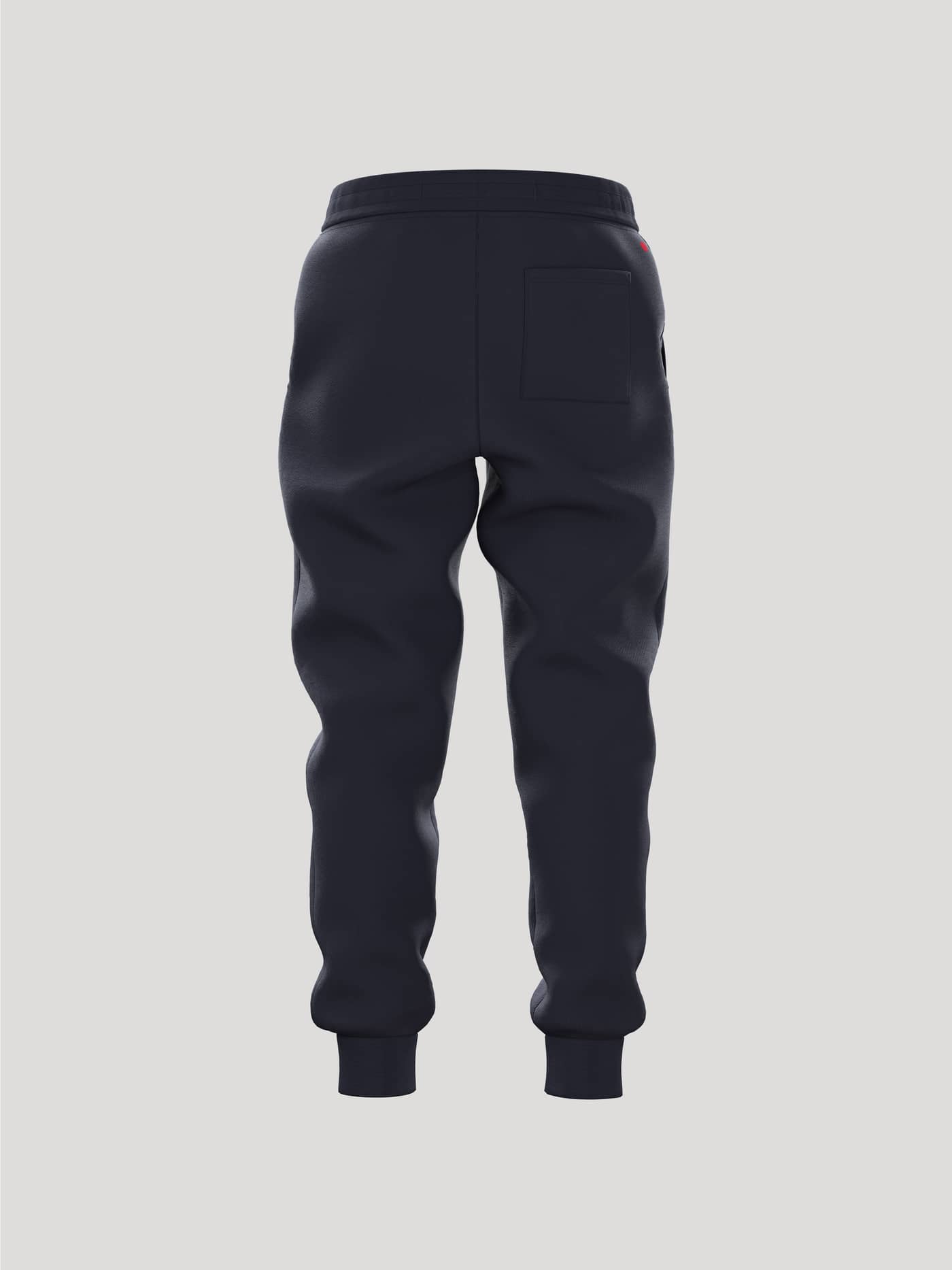 Achteraanzicht van de slim-fit Borg Essential 3 Sweatpants voor kids in Night sky (Marineblauw) met een rood logo. - Image 3